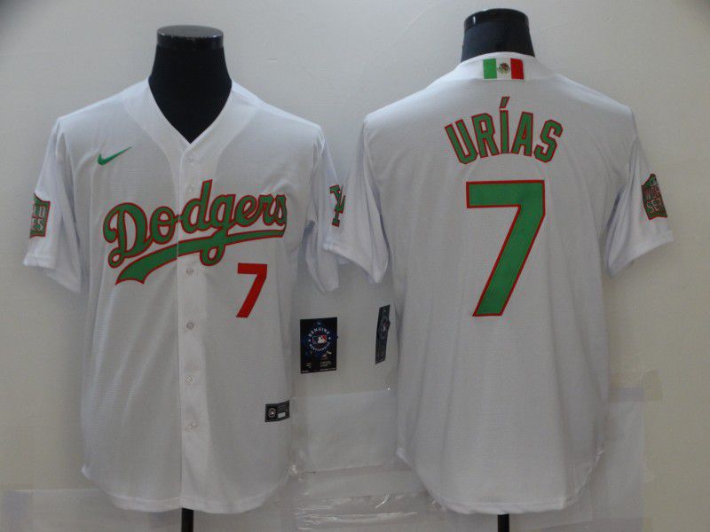 Men Los Angeles Dodgers #7 Urias White Game 2021 Nike MLB Jersey2->women mlb jersey->Women Jersey